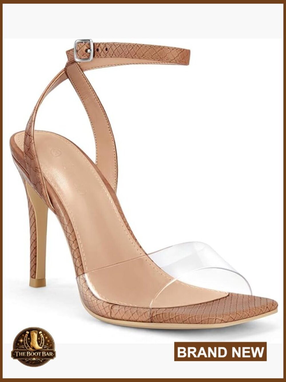 Clear Square Toe Stiletto Heels Ankle Strap Dress Sandals
